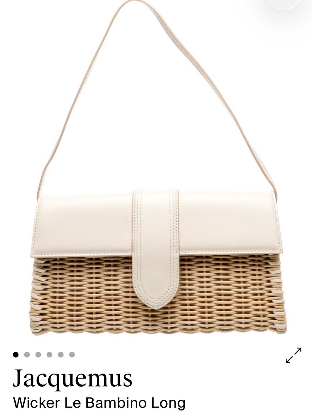 Jacquemus Cream Leather-Top Wicker Shoulder Bag